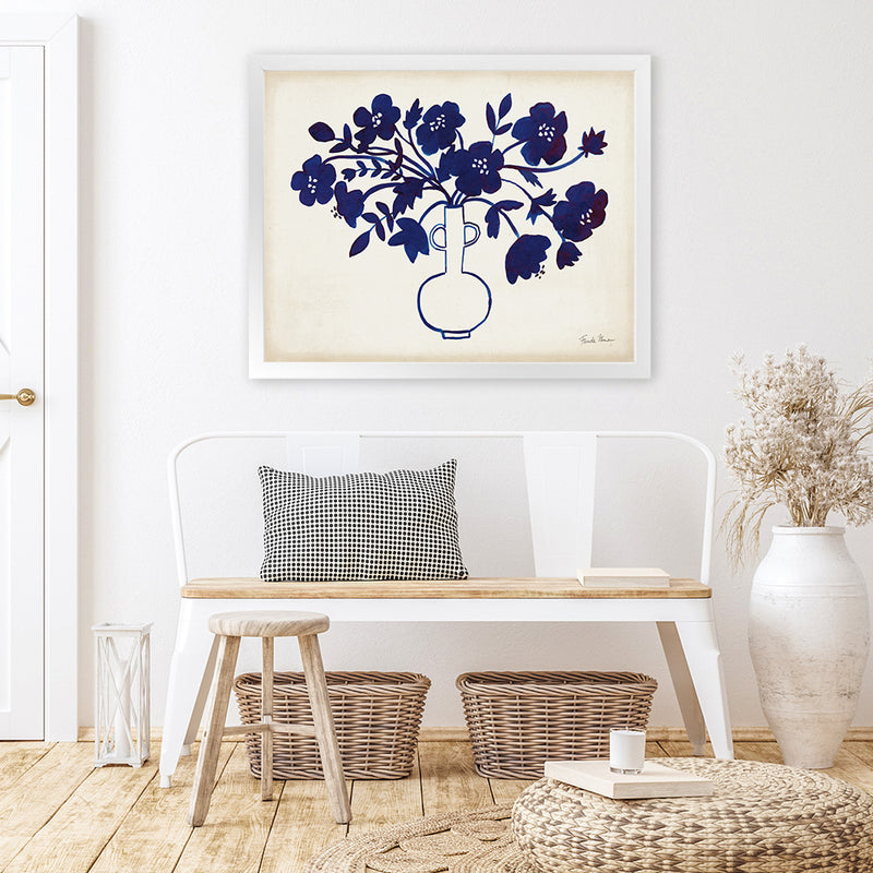 Shop Modern Blue I Art Print-Blue, Florals, Horizontal, Rectangle, View All, WA-framed painted poster wall decor artwork