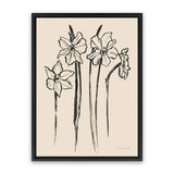 Shop Ink Sketch Daffodils Canvas Art Print-Black, Botanicals, Portrait, Rectangle, View All, WA-framed wall decor artwork