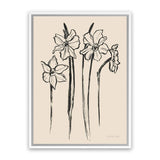 Shop Ink Sketch Daffodils Canvas Art Print-Black, Botanicals, Portrait, Rectangle, View All, WA-framed wall decor artwork