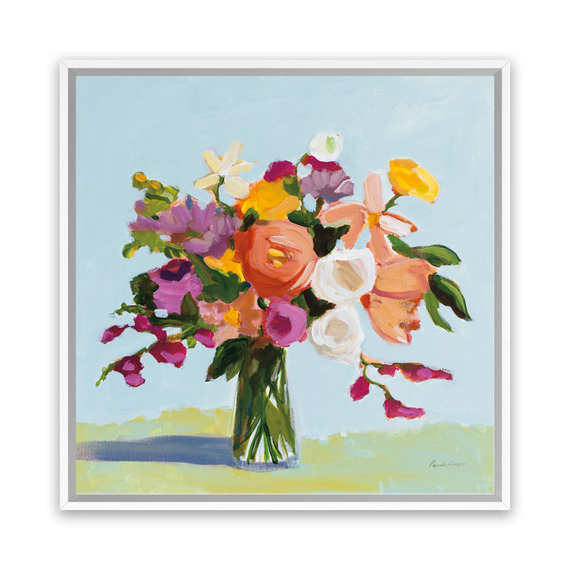 Shop August Blooms (Square) Canvas Art Print-Florals, Green, Orange, Square, View All, WA-framed wall decor artwork