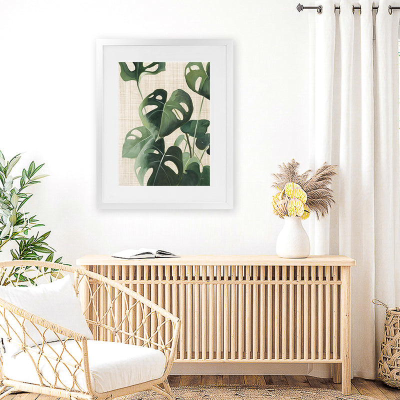 Shop Tropical Study IV Linen Art Print-Botanicals, Green, Portrait, Rectangle, View All, WA-framed painted poster wall decor artwork