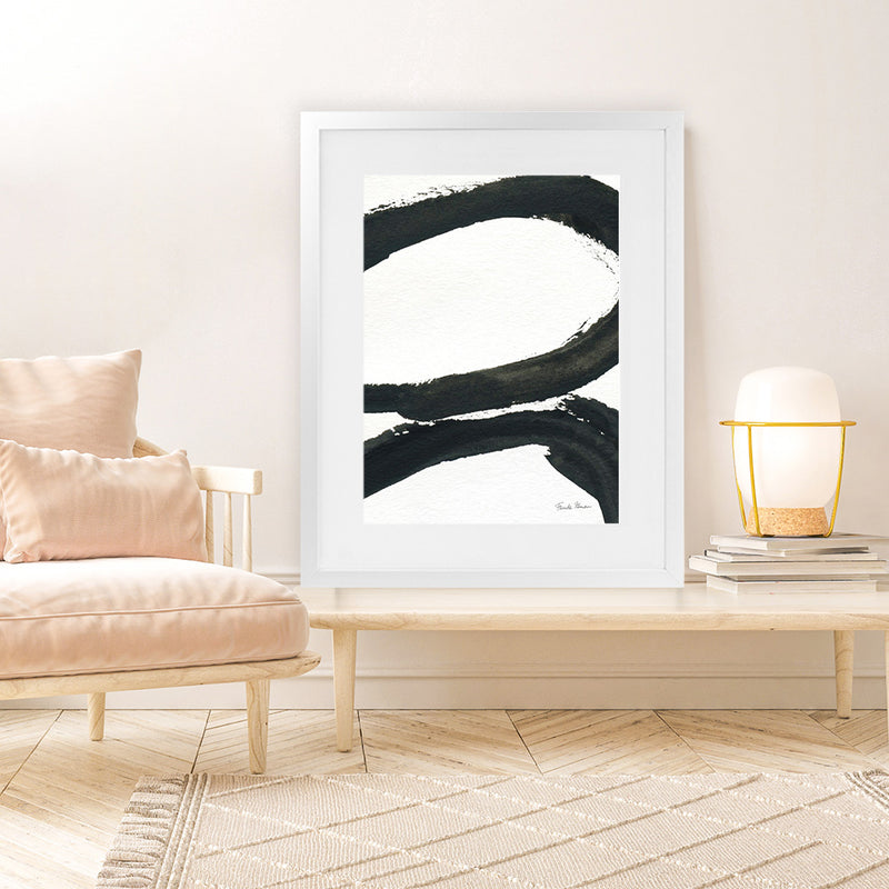Shop Inky I Art Print-Abstract, Black, Portrait, Rectangle, View All, WA, White-framed painted poster wall decor artwork