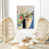 Shop Black Vase Canvas Art Print-Blue, Botanicals, Portrait, Rectangle, View All, WA-framed wall decor artwork