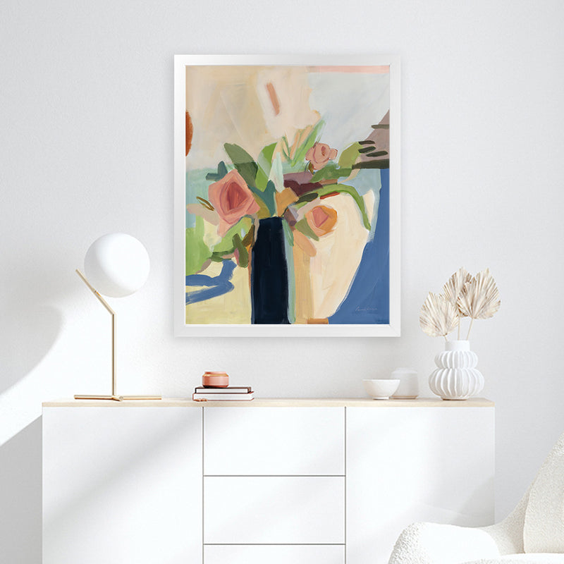 Shop Black Vase Art Print-Blue, Botanicals, Portrait, Rectangle, View All, WA-framed painted poster wall decor artwork