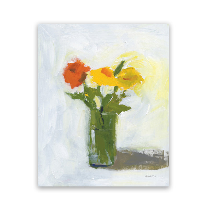Shop Orange And Yellow Floral Art Print-Florals, Green, Portrait, Rectangle, View All, WA, Yellow-framed painted poster wall decor artwork