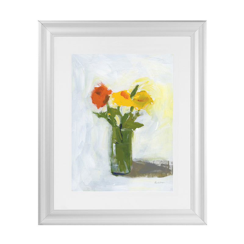 Shop Orange And Yellow Floral Art Print-Florals, Green, Portrait, Rectangle, View All, WA, Yellow-framed painted poster wall decor artwork