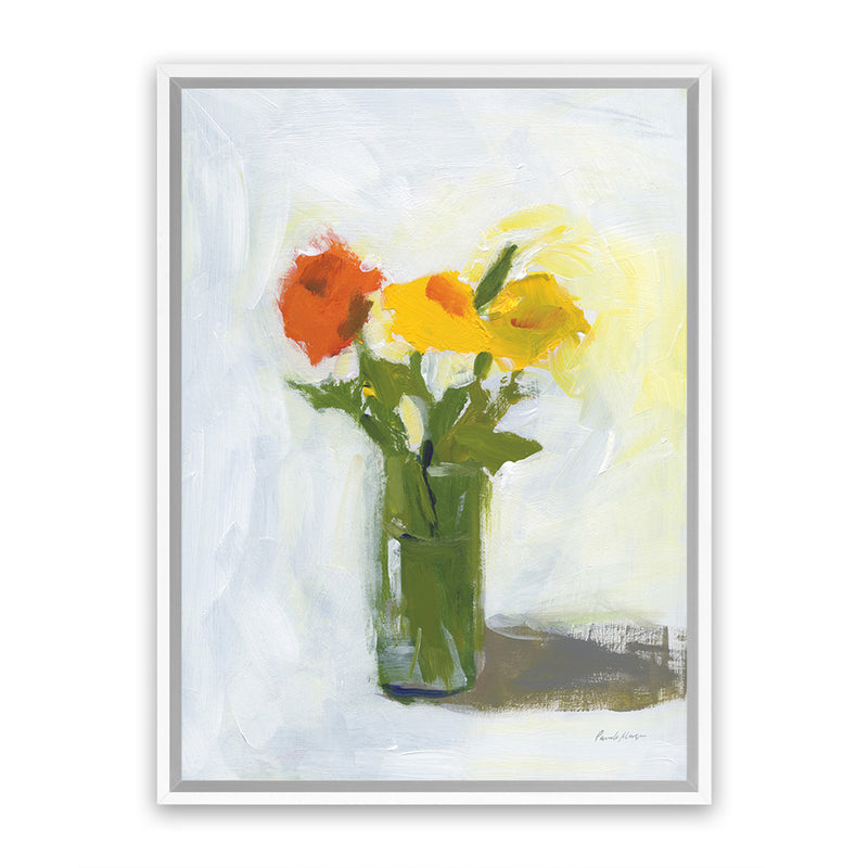 Shop Orange And Yellow Floral Canvas Art Print-Florals, Green, Portrait, Rectangle, View All, WA, Yellow-framed wall decor artwork