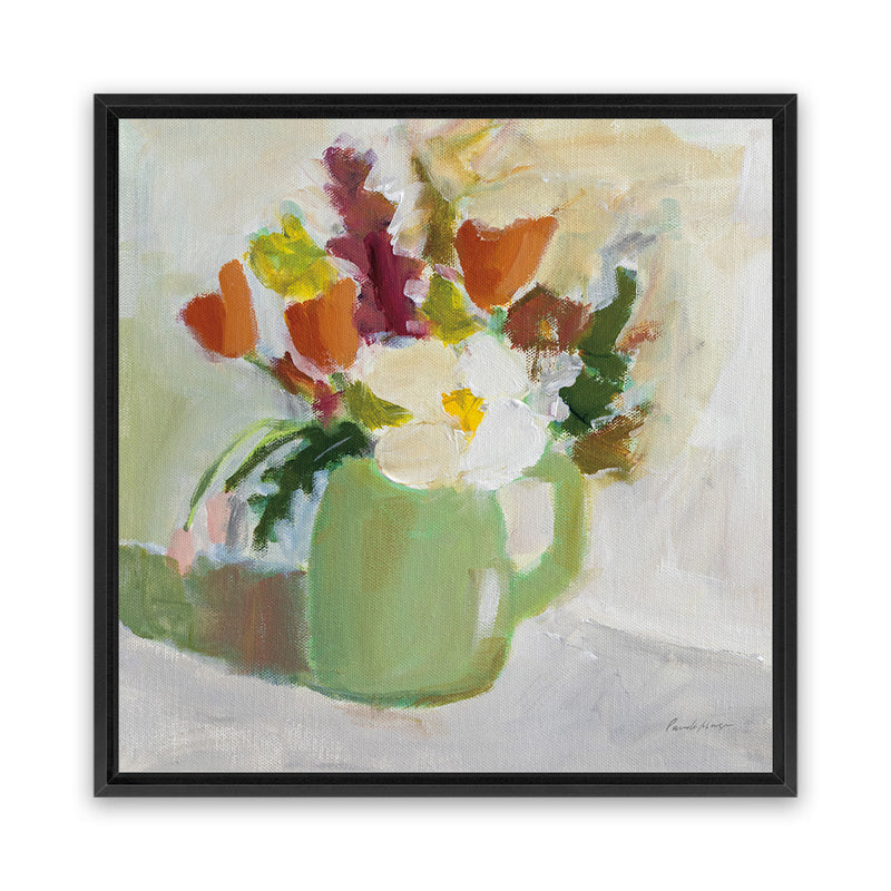 Shop Spring In A Green Pitcher (Square) Canvas Art Print-Florals, Green, Square, View All, WA-framed wall decor artwork