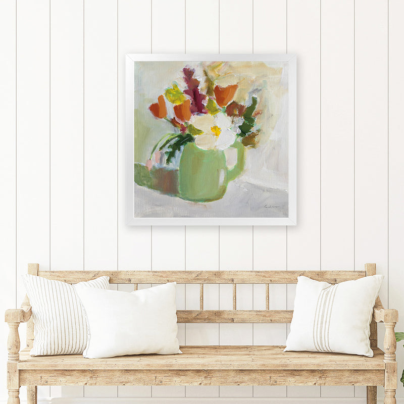 Shop Spring In A Green Pitcher (Square) Art Print-Florals, Green, Square, View All, WA-framed painted poster wall decor artwork