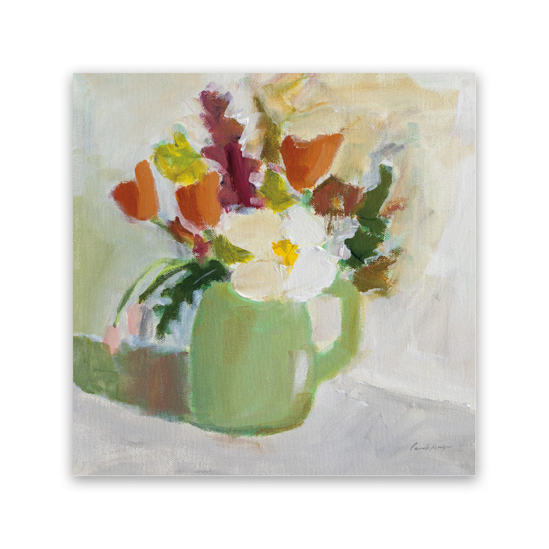 Shop Spring In A Green Pitcher (Square) Canvas Art Print-Florals, Green, Square, View All, WA-framed wall decor artwork