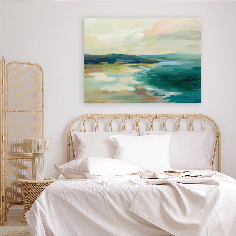 Shop Pastel Lake Canvas Art Print-Abstract, Green, Horizontal, Rectangle, View All, WA-framed wall decor artwork