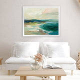 Shop Pastel Lake Art Print-Abstract, Green, Horizontal, Rectangle, View All, WA-framed painted poster wall decor artwork