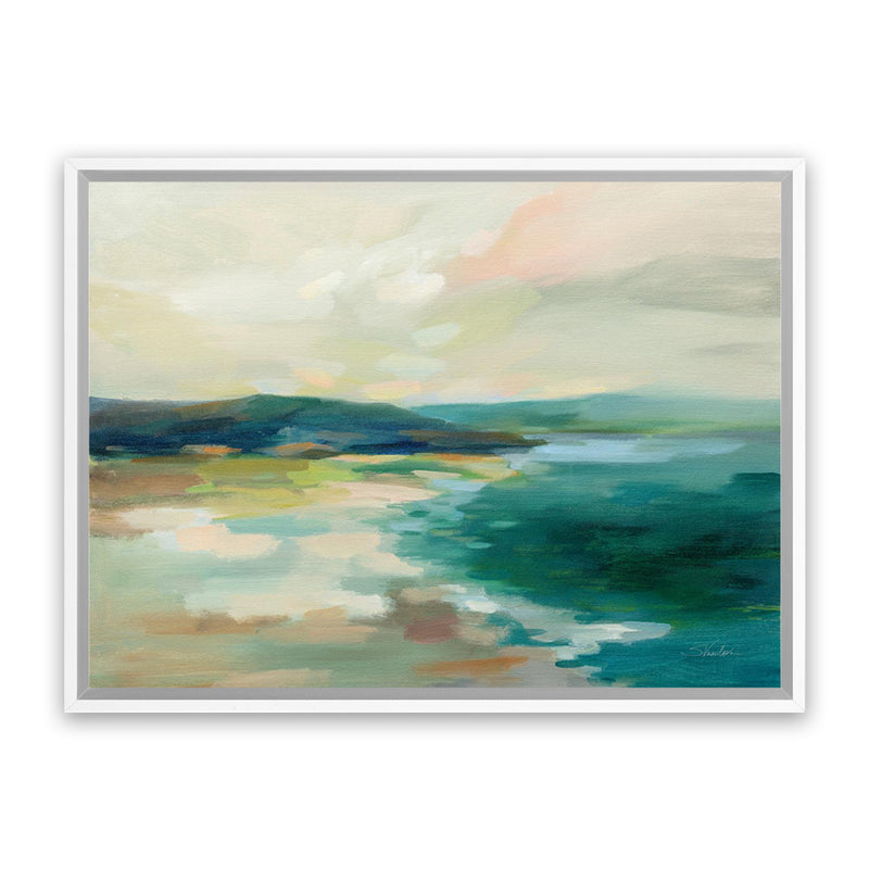 Shop Pastel Lake Canvas Art Print-Abstract, Green, Horizontal, Rectangle, View All, WA-framed wall decor artwork