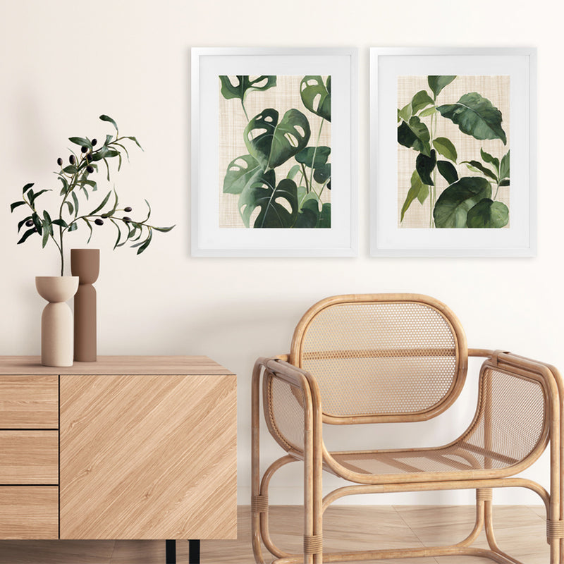 Shop Tropical Study IV Linen Art Print-Botanicals, Green, Portrait, Rectangle, View All, WA-framed painted poster wall decor artwork