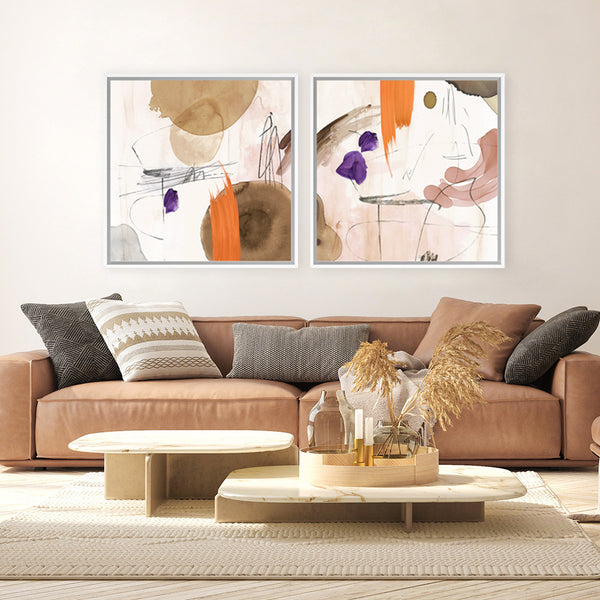 Shop Velvet At Dusk I (Square) Canvas Art Print-Abstract, Neutrals, Orange, PC, Square, View All-framed wall decor artwork