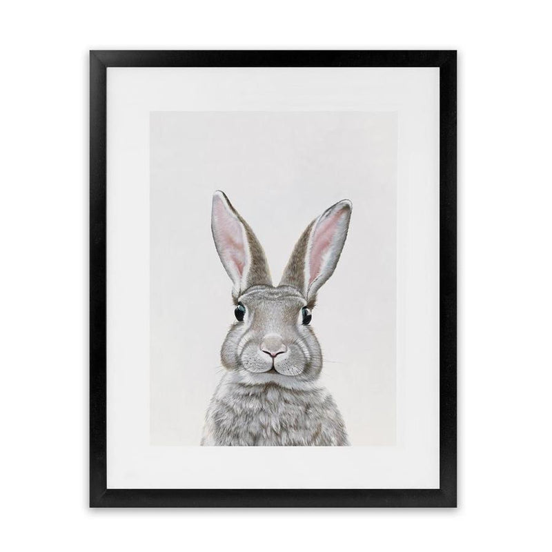 Shop Baby Rabbit III Art Print-Animals, Baby Nursery, Grey, Portrait, View All-framed painted poster wall decor artwork