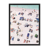 Shop Beach Bathers Canvas Art Print-Amalfi Coast Italy, Blue, Coastal, Neutrals, People, Pink, Portrait, Tropical, View All-framed wall decor artwork