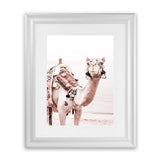 Shop Bedouin Camel I Photo Art Print-Animals, Baby Nursery, Boho, Moroccan Days, Photography, Pink, Portrait, View All-framed poster wall decor artwork