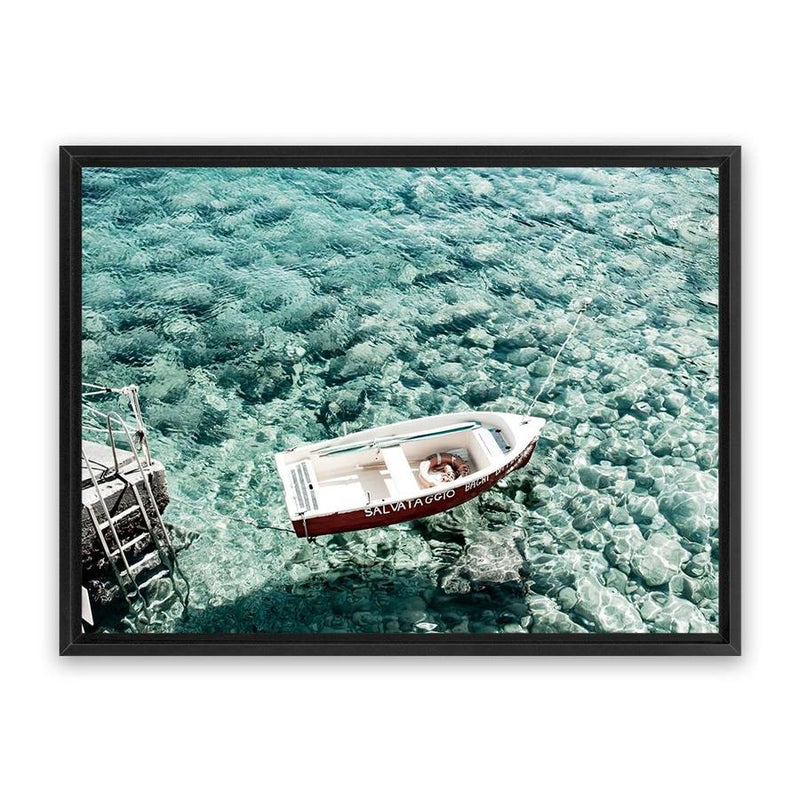 Shop Capri Boat I Photo Canvas Art Print-Amalfi Coast Italy, Blue, Coastal, Green, Landscape, Photography, Photography Canvas Prints, View All-framed wall decor artwork