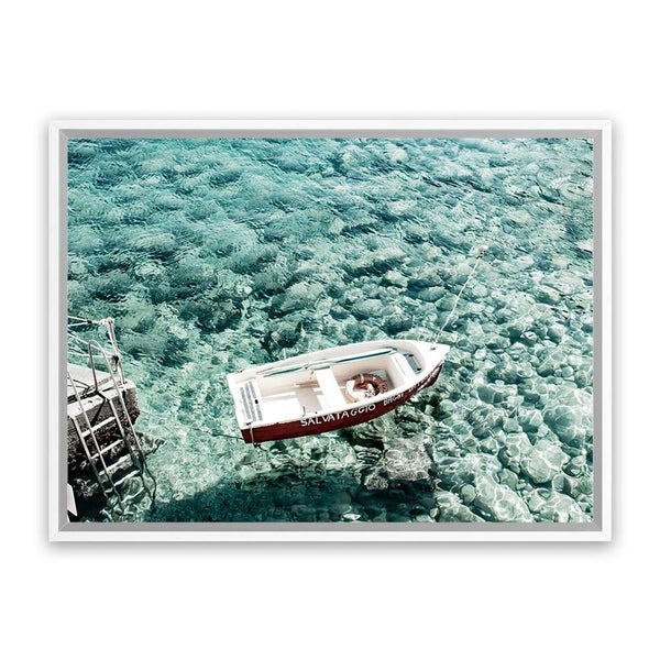 Shop Capri Boat I Photo Canvas Art Print-Amalfi Coast Italy, Blue, Coastal, Green, Landscape, Photography, Photography Canvas Prints, View All-framed wall decor artwork