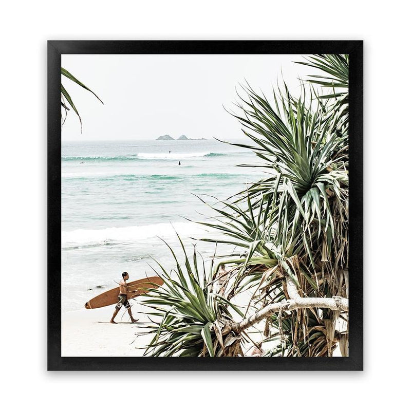 Shop Byron Bay Longboarder (Square) Photo Art Print-Coastal, Green, Photography, Square, Tropical, View All-framed poster wall decor artwork