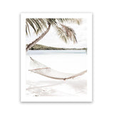 Shop Island Hammock Photo Art Print-Boho, Coastal, Green, Neutrals, Photography, Portrait, Tropical, View All, White-framed poster wall decor artwork
