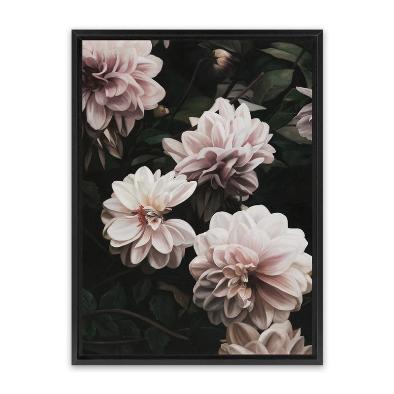 Shop Oriental Garden Canvas Art Print-Black, Botanicals, Florals, Green, Hamptons, Pink, Portrait, View All-framed wall decor artwork