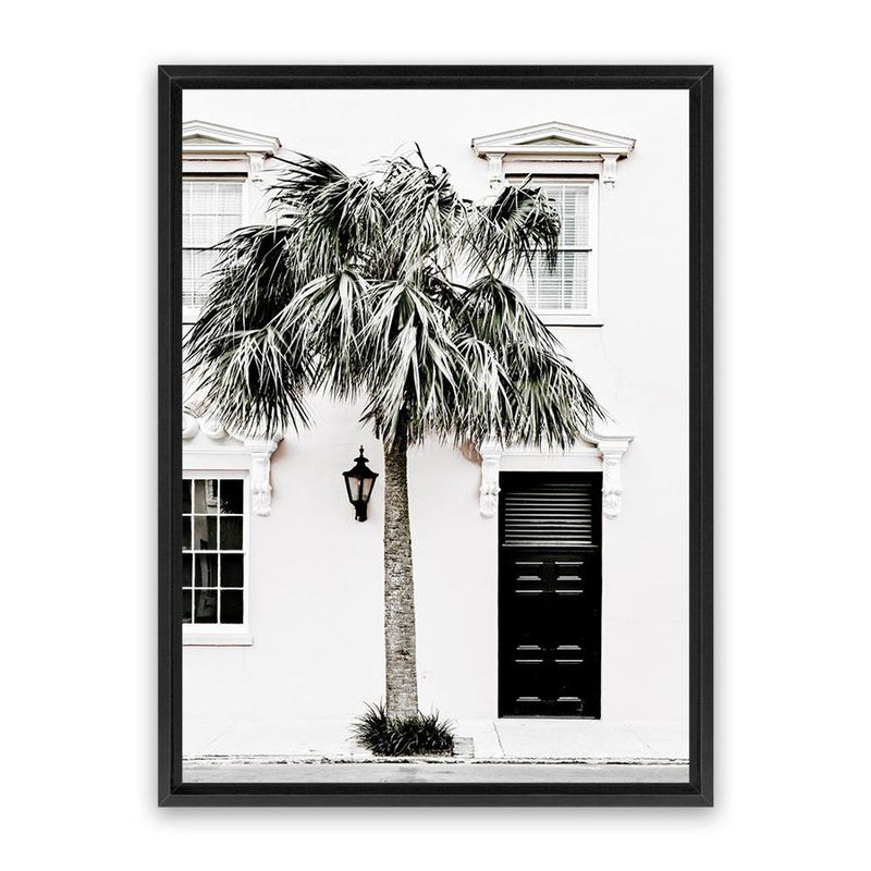 Shop Palm House II Photo Canvas Art Print-Boho, Coastal, Green, Hamptons, Photography, Photography Canvas Prints, Portrait, Tropical, View All, White-framed wall decor artwork