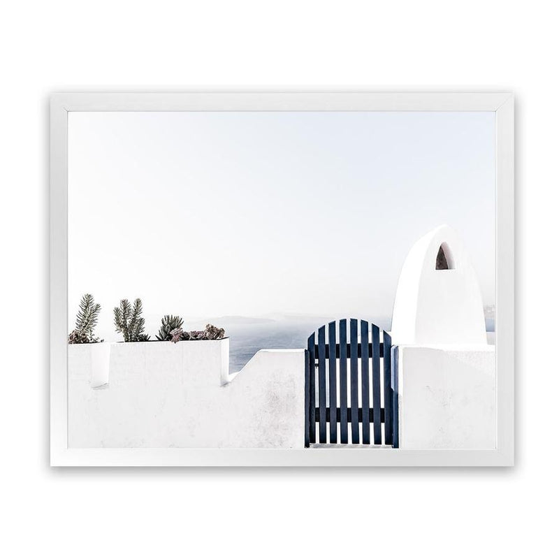Shop Santorini II Photo Art Print-Blue, Coastal, Greece, Landscape, Photography, View All, White-framed poster wall decor artwork