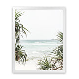 Shop Wategos Beach III Photo Art Print-Boho, Coastal, Green, Photography, Portrait, Tropical, View All, White-framed poster wall decor artwork