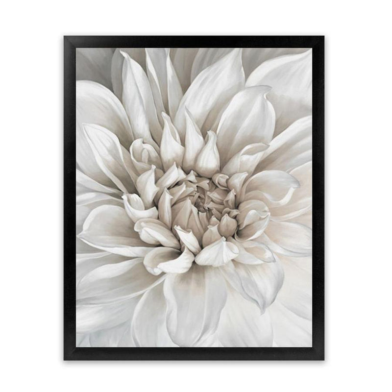 Shop White Dahlia Art Print-Florals, Hamptons, Portrait, View All, White-framed painted poster wall decor artwork